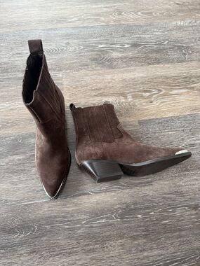 Marc Fisher -Suede Western Ankle Boots with Metal Toe - brand new, never worn